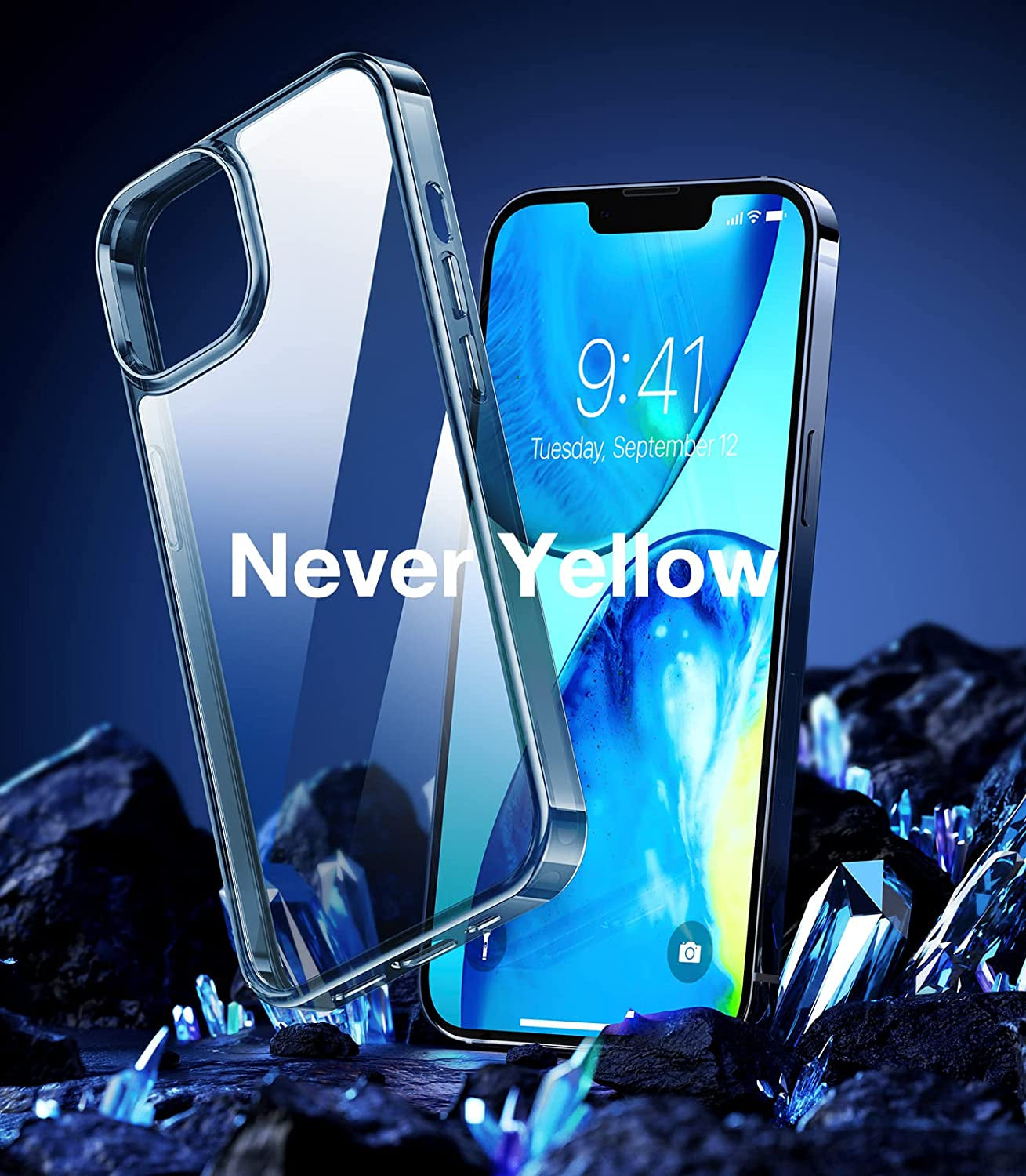 TORRAS Diamond Clear Designed for Iphone 14 Case [Never Yellowing] [Military Grade Anti-Drop] Hard PC Back Flexible Bumper Shockproof Protective Slim Phone Cover 6.1 Inch, Blue  TORRAS   