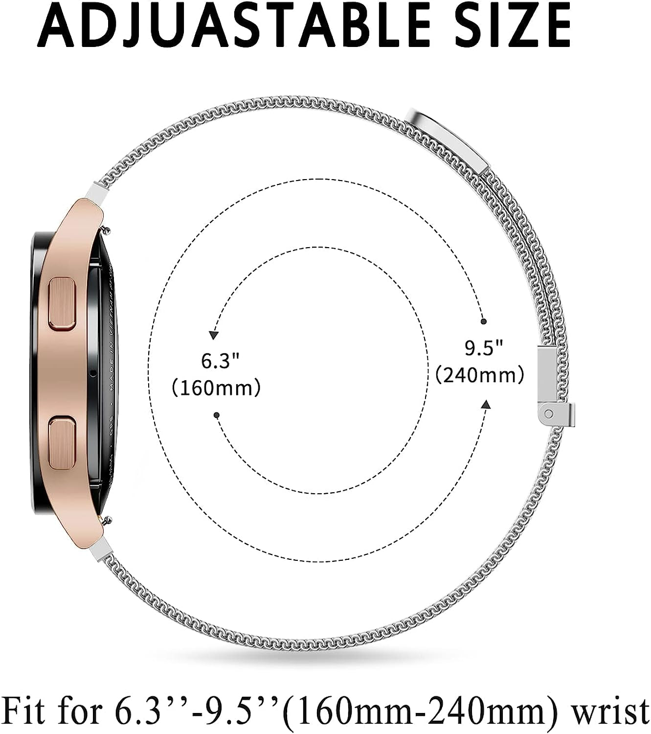 Wanme Metal Bands for Garmin Venu 2 plus / Venu Sq / Venu / Vivoactive 3 Watch Band Women Men, Stainless Steel Mesh Magnetic Replacement Wristband Bracelet Strap for Garmin Vivomove Sport, Vivoactive 3 Music, Forerunner 645 / 245 Music Smart Watch  Wanme   