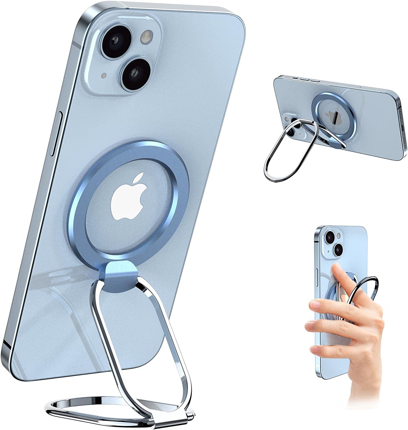 Magnetic Phone Ring Holder for Mag Safe, Compatible for Mag Safe Ring Holder Magnetic Phone Grip Magnetic Phone Ring Holder Finger Kickstand, Adjustable Kickstand for Iphone 14/13/12 Series(Black)  zylee Blue  