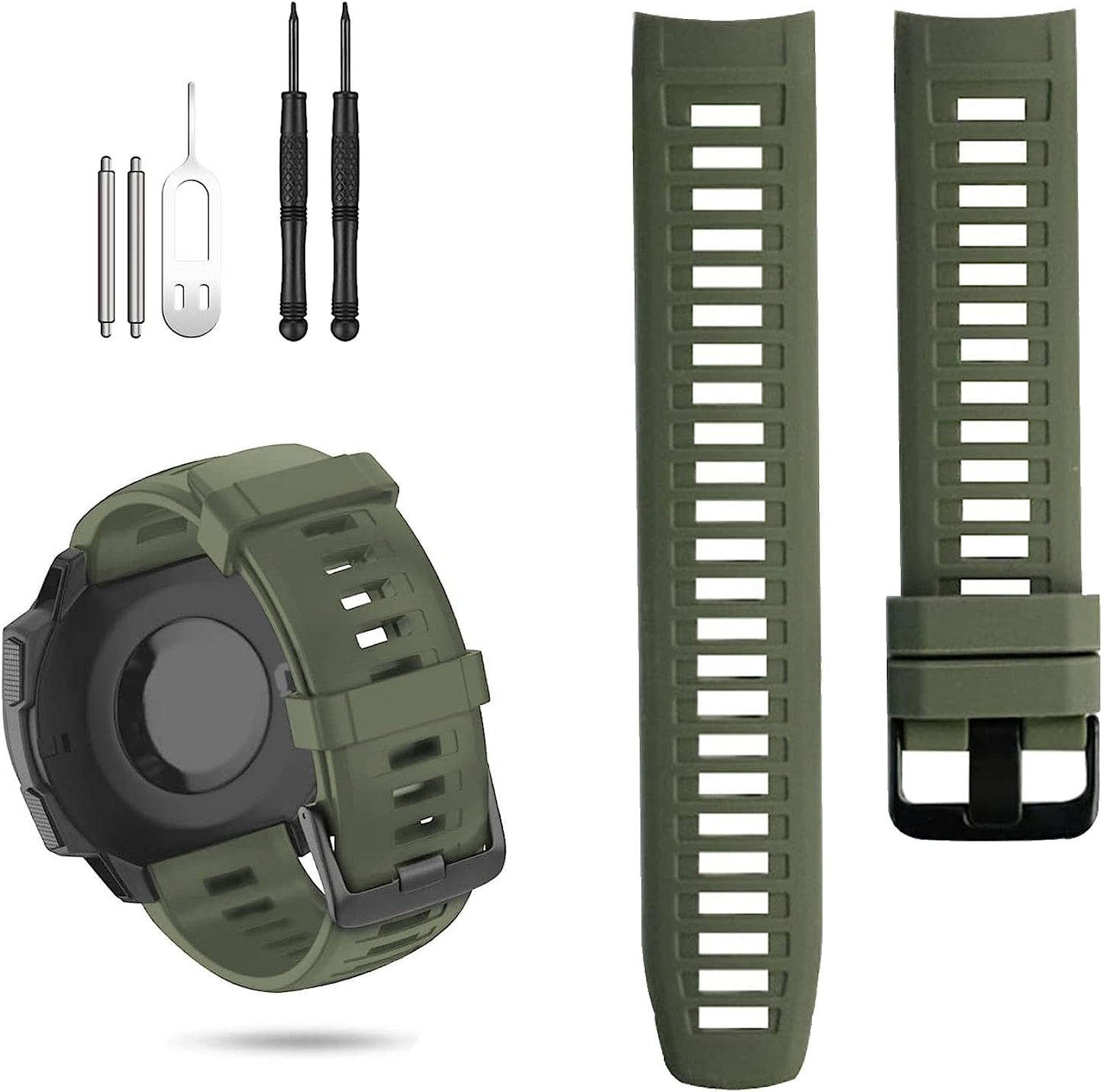 GERSIK Compatible with Garmin Instinct Bands, Soft Silicone Strap Sport Wristband Replacement for Garmin Instinct 2/Instinct Esports/Solar/Tide/Tactical GPS Smartwatch  GERSIK   