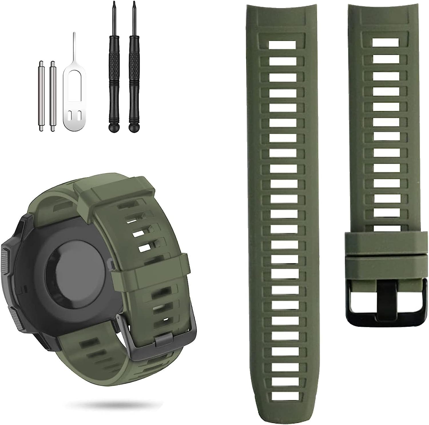 GERSIK Compatible with Garmin Instinct Bands, Soft Silicone Strap Sport Wristband Replacement for Garmin Instinct 2/Instinct Esports/Solar/Tide/Tactical GPS Smartwatch  GERSIK   