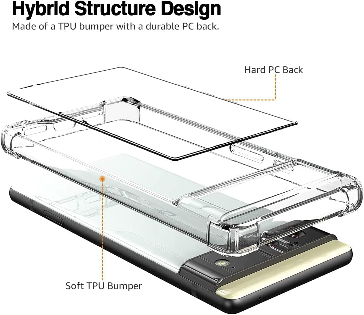 KIOMY Google Pixel 6 5G Case Diamond Clear with Hybrid anti Yellow Design Hard PC Back Shell with TPU Raised Bezel Shockproof Bumper Protective Ultra Transparent Slim Fit and Thin Cell Phone Cover  KIOMY   