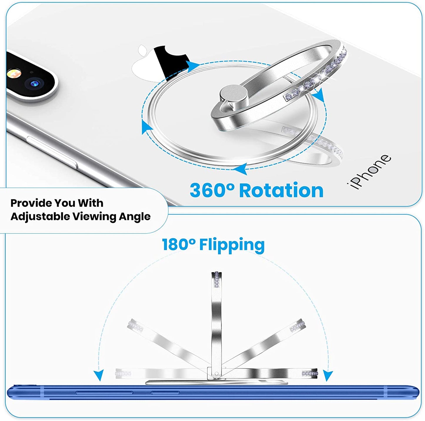 Transparent Phone Ring Holder - Jsoerpay 2 Pack Cell Phone Ring Holder Finger Grip Loop Universal 360 Degree Rotation (Gold & Diamond)  Jsoerpay   