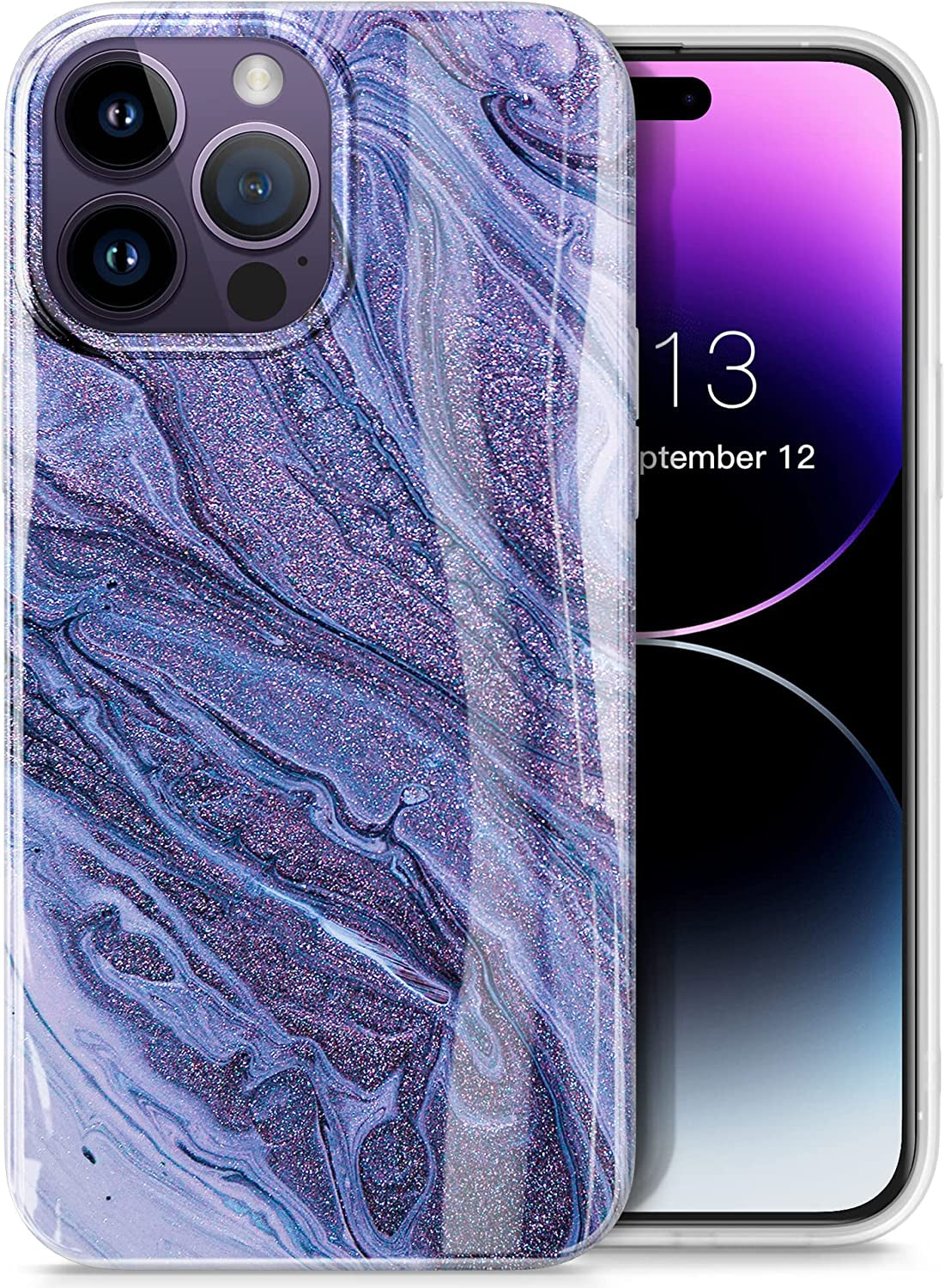 GVIEWIN Case Compatible with Iphone 14 Pro 6.1 Inch, [10FT Military-Grade Drop Tested] Clear Butterfly Stylish Case Shockproof Protective Hard Pc+Soft TPU Phone Cover Women (Alluring Butterfly/Purple)  GVIEWIN Taro/Purple  