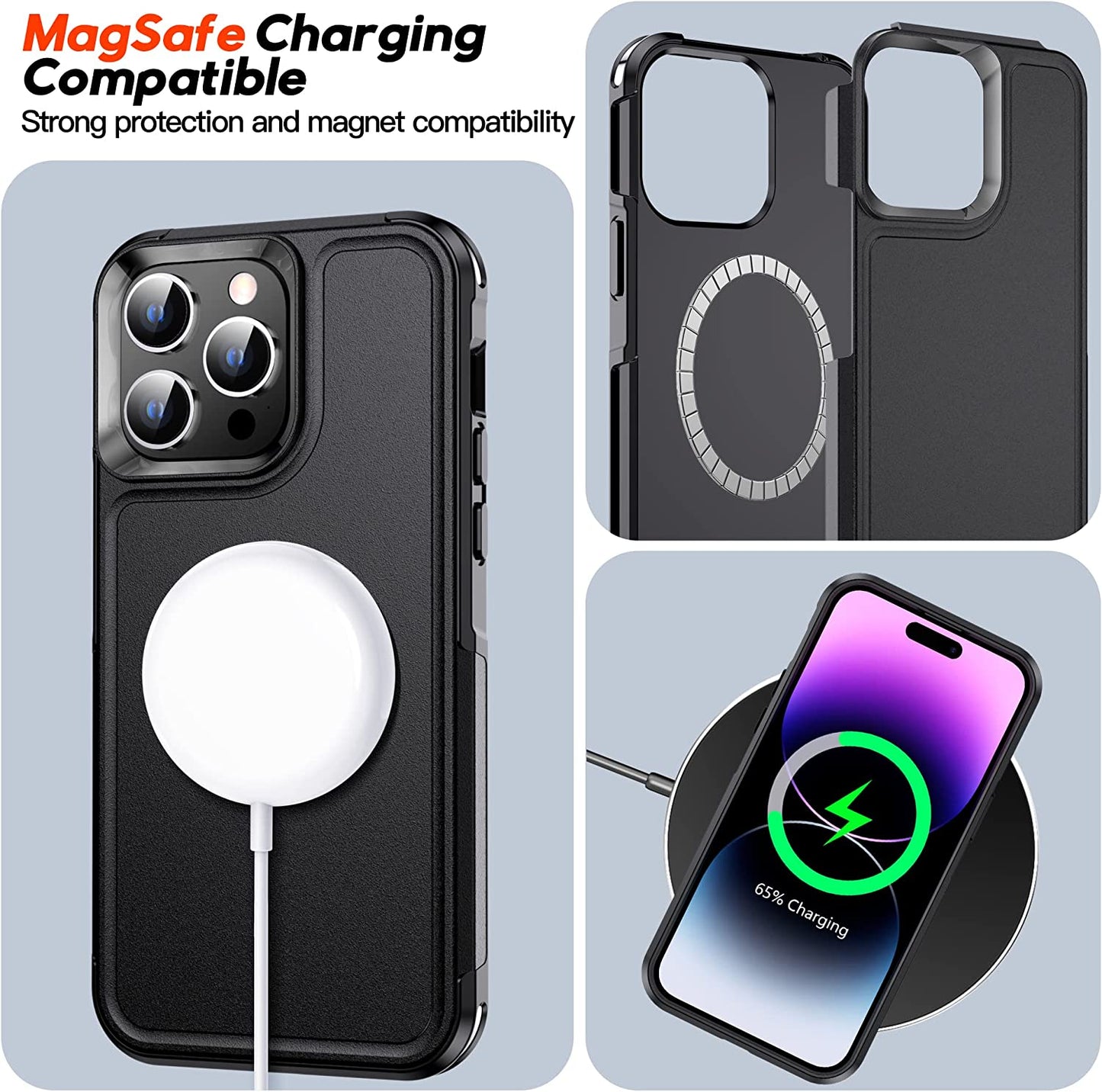 MOZOTER Magnetic for Iphone 14 Pro Max Phone Case [Compatible with Magsafe][Military Grade Drop Protection][Glass Screen Protector+Camera Lens Protector] Heavy Duty Shockproof Case 6.7 Inch-Black  MOZOTER   