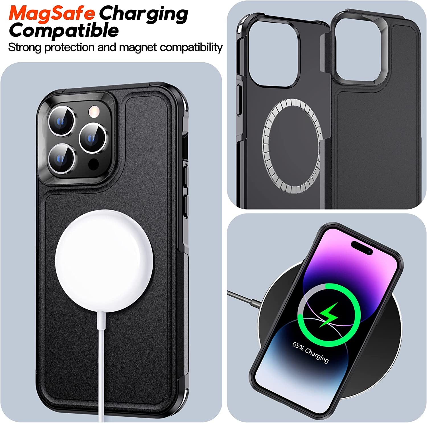 MOZOTER Magnetic for Iphone 14 Pro Max Phone Case [Compatible with Magsafe][Military Grade Drop Protection][Glass Screen Protector+Camera Lens Protector] Heavy Duty Shockproof Case 6.7 Inch-Black  MOZOTER   