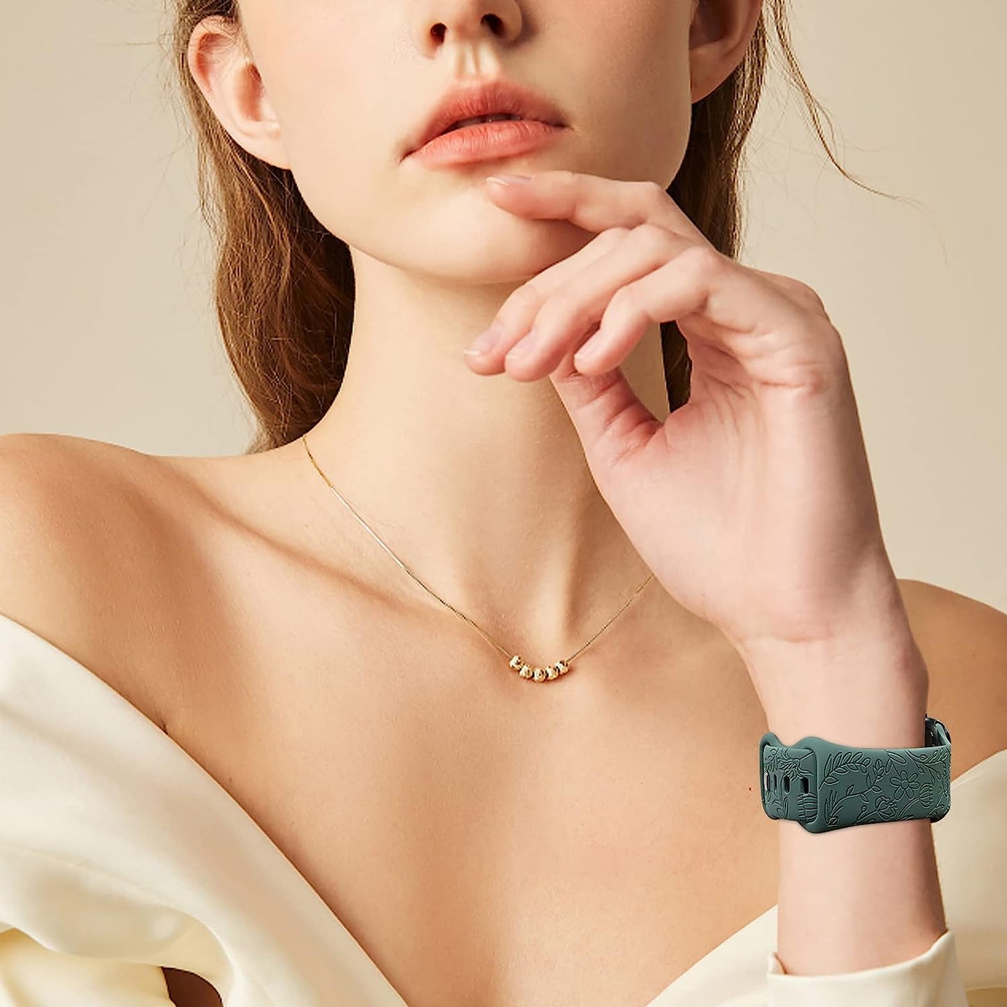 Lyfatz Flower Engraved Bands Compatible with Apple Watch Band 38Mm 40Mm 41Mm 42Mm 44Mm 45Mm 49Mm Women,Floral Laser Soft Silicone Waterproof Sport Band Replacement Wristbands for Iwatch Series 8 7 6 5 4 3 2 1 SE Ultra  Lyfatz   