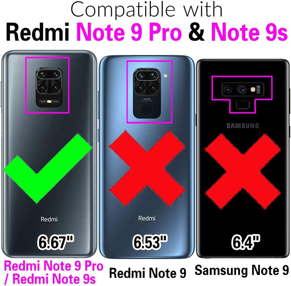 Asuwish Phone Case for Xiaomi Redmi Note 9 Pro/Note 9S/Note9 Pro Max/Poco M2 Pro Zipper Wallet Detachable with Screen Protector and Mirror Card Holder Slot Redme Note9S Note9Pro 4G Women Men Wine Red  Asuwish   