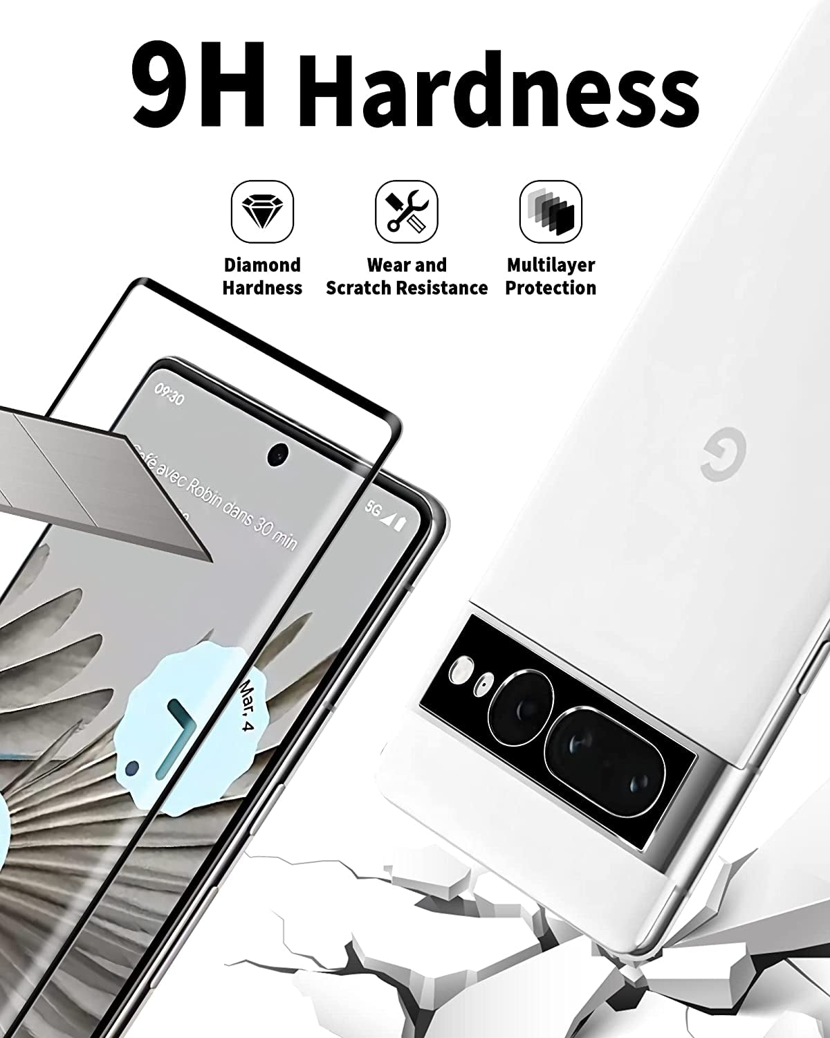 Corefyco Direct [2+2 Pack for Google Pixel 7 Pro Screen Protector 6.7 Inch and Camera Lens Protector, 9H Tempered Glass, HD Clear, Scratch Resistance, 3D Curved  Corefyco Direct   