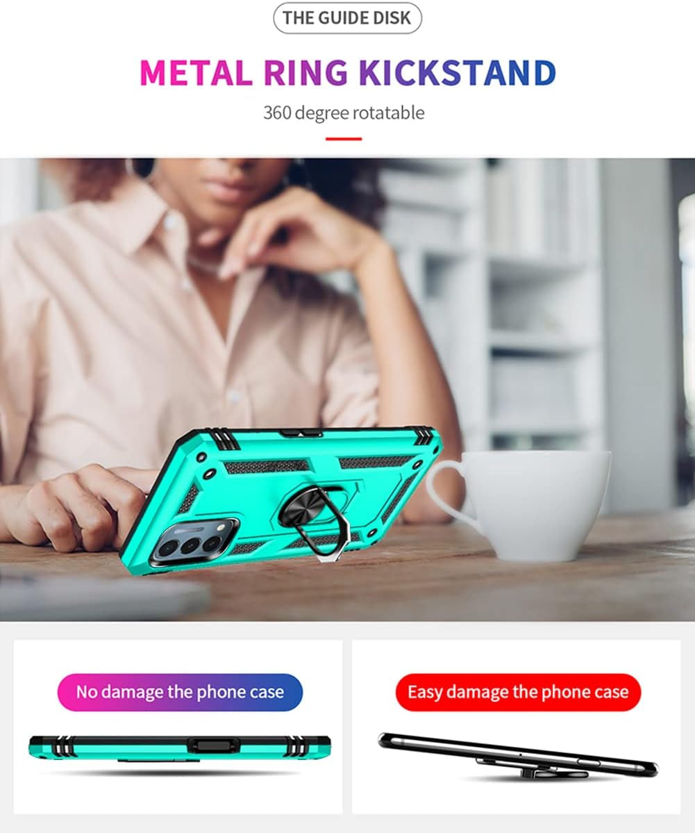 SKTGSLAMY for Oneplus Nord N200 5G Case,With Screen Protector,[Military Grade] 16Ft. Drop Tested Cover with Magnetic Kickstand Car Mount Protective Case for Oneplus Nord N200 5G, Mint  SKTGSLAMY   