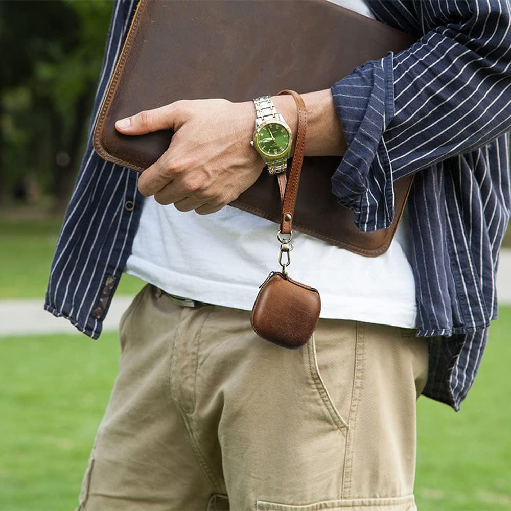 Genuine Leather Case Compatible with Beats Fit Pro Earbuds Wireless Earphone Cover Sleeve with Keychain Portable Leather Lanyard (Camel Color)  NS   