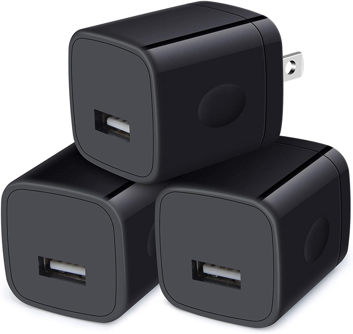 Wall Charger Cube,1A/5V Single Port USB Wall Plug 3 Pack Travel Black Charging Block Box Adapter Compatible Iphone,Samsung Galaxy A21 A51 A71 S20 S10 S9 S8,A10E,A90,Note20/10,Moto G7 G6,LG Stylo 6/5/4  Shenzhen Putuo Technology Co.,Ltd.   
