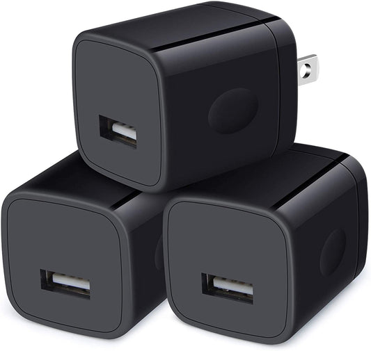 Wall Charger Cube,1A/5V Single Port USB Wall Plug 3 Pack Travel Black Charging Block Box Adapter Compatible Iphone,Samsung Galaxy A21 A51 A71 S20 S10 S9 S8,A10E,A90,Note20/10,Moto G7 G6,LG Stylo 6/5/4  Shenzhen Putuo Technology Co.,Ltd.   