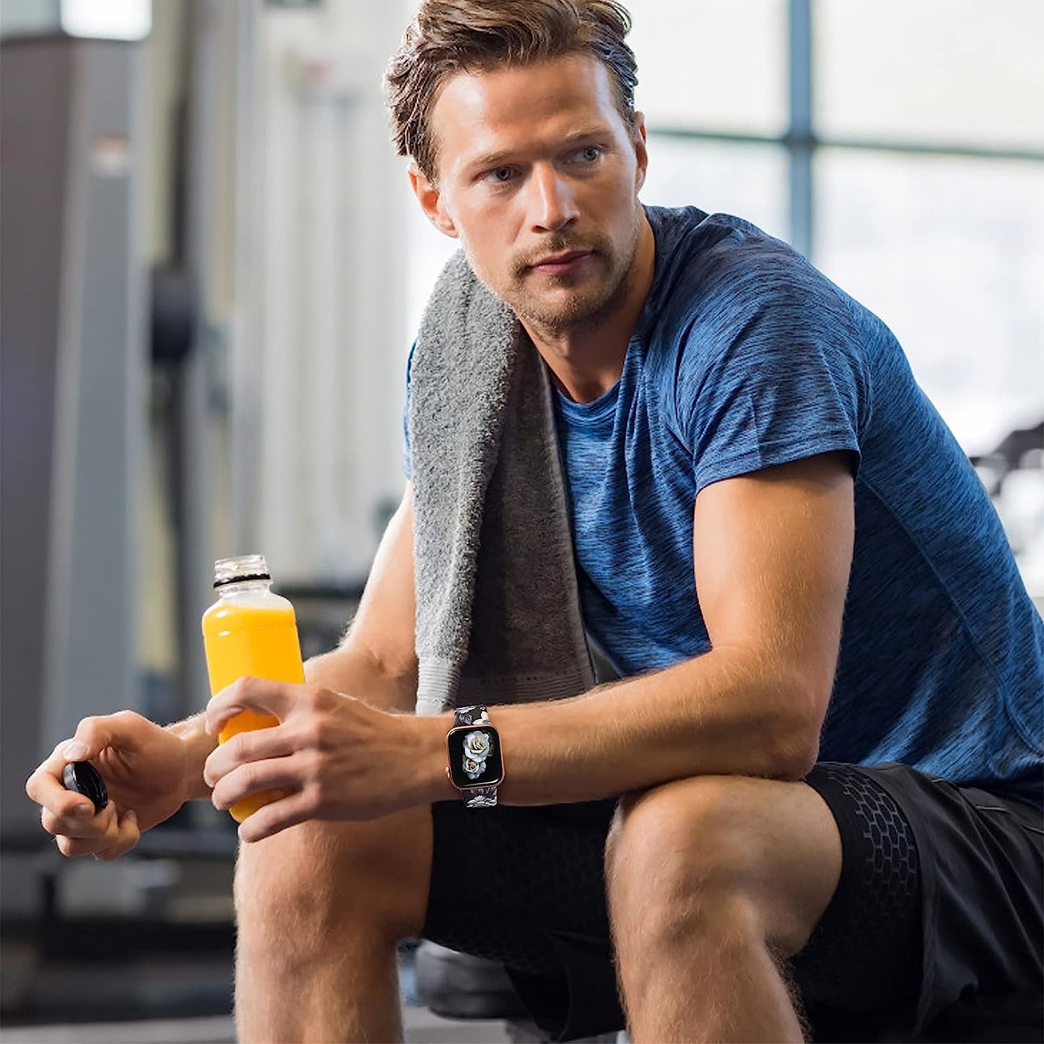 IKANFI Bands Compatible with Apple Watch Band 38Mm 40Mm 41Mm 42Mm 44Mm 45Mm for Women Men Silicone Floral Pattern Printed Band Strap for Iwatch Band SE Series 7 6 5 4 3 2 1 Wristband  IKANFI   