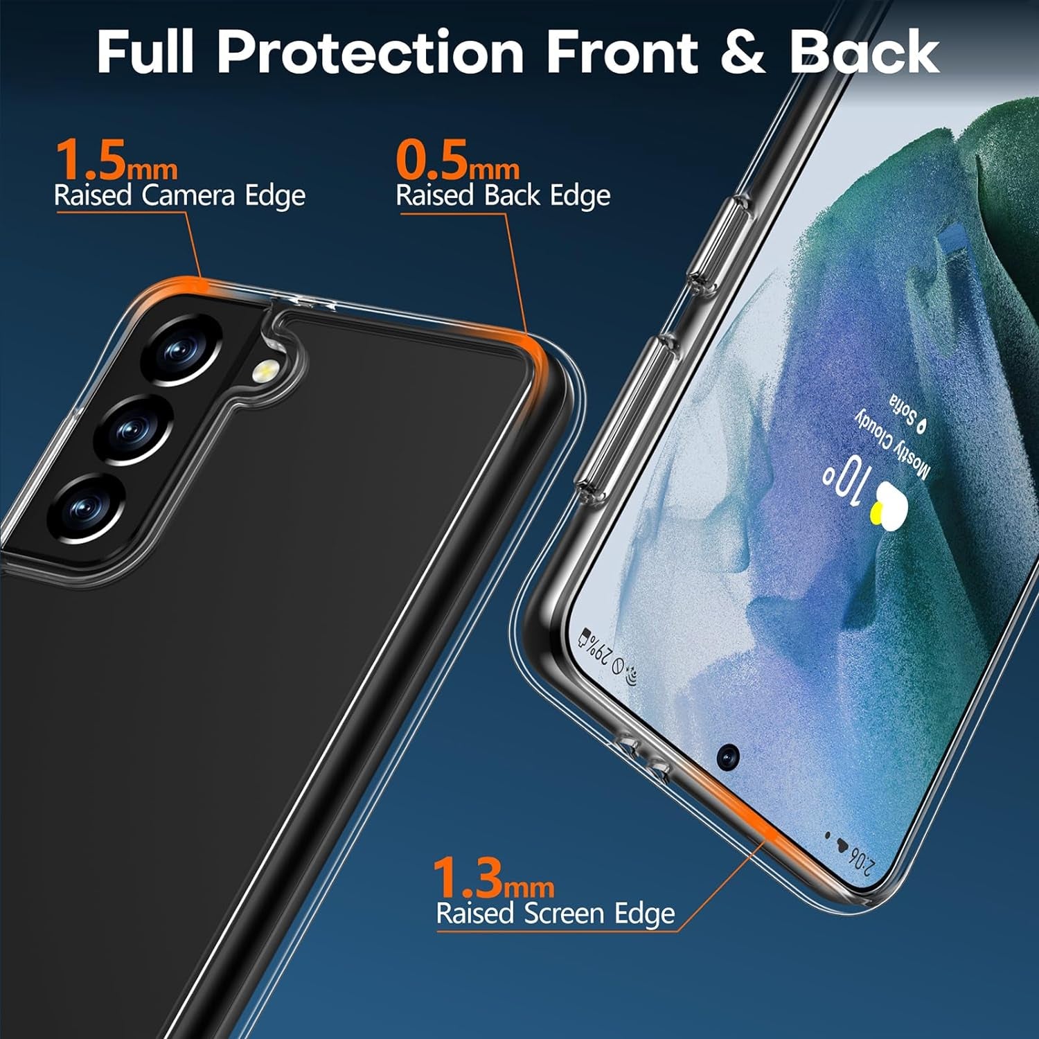 Rayboen Case for Galaxy S21+ plus 5G with Screen Protector Soft(2Pcs), Crystal Clear Designed Shockproof Phone Case, Hard PC Back Soft TPU Frame Slim Transparent Cover for Samsung Galaxy S21+ Plus  Rayboen   