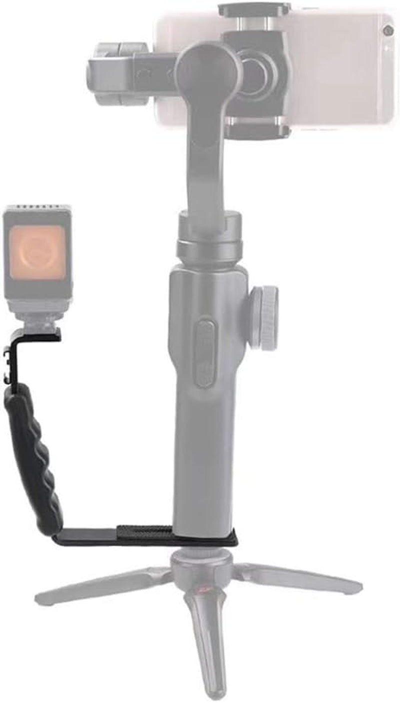 XIXIAN Handheld L-Shaped Gimbal Expansion Bracket Holder with 2 Hot Shoe Mounts Accessory Replacement for Mobile Smooth 4 Gimbal Stabilizer for Microphone Video Light  XIXIAN   