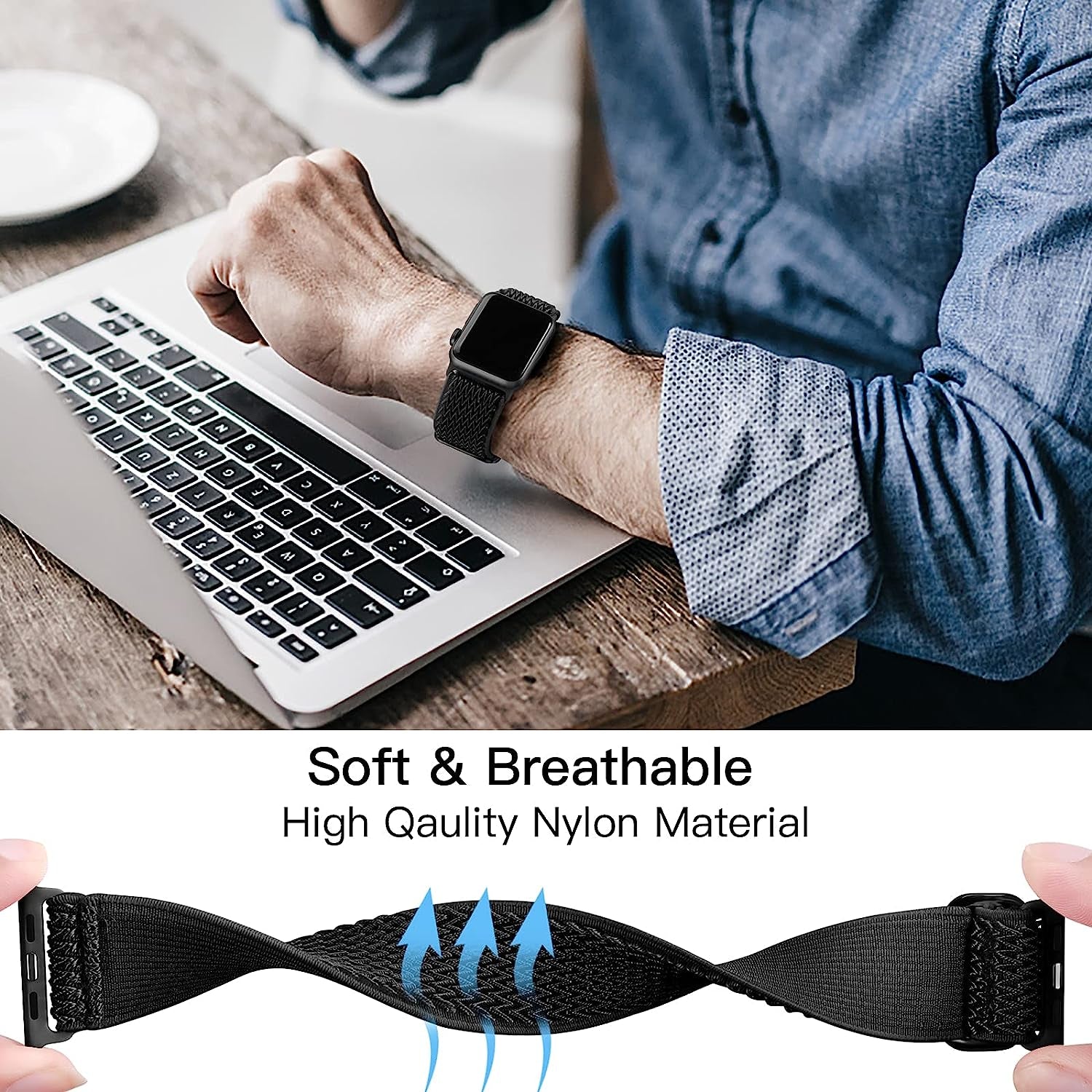 Lerobo Elastic Bands Compatible with Apple Watch Bands 44Mm 42Mm 38Mm 40Mm,Stretchy Solo Loop Soft Nylon Strap Replacement Band for Iwatch/Apple Watch SE Series 6,Series 3,Series 5 4 3 2 1 Women Men  PJStore-US   