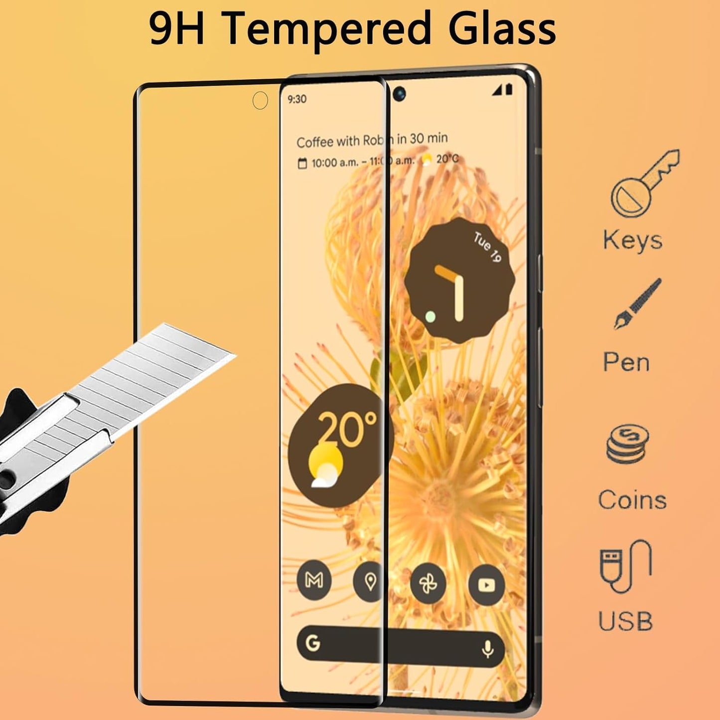 [2+2 Pack] for Google Pixel 6 Pro Screen Prote and Camera Lens Protector, 9H Tempered Glass, Ultra Clear Screen Protector, anti Scratch, Bubble Free, HD Clear, Fingerprint Support  GUMANYU   