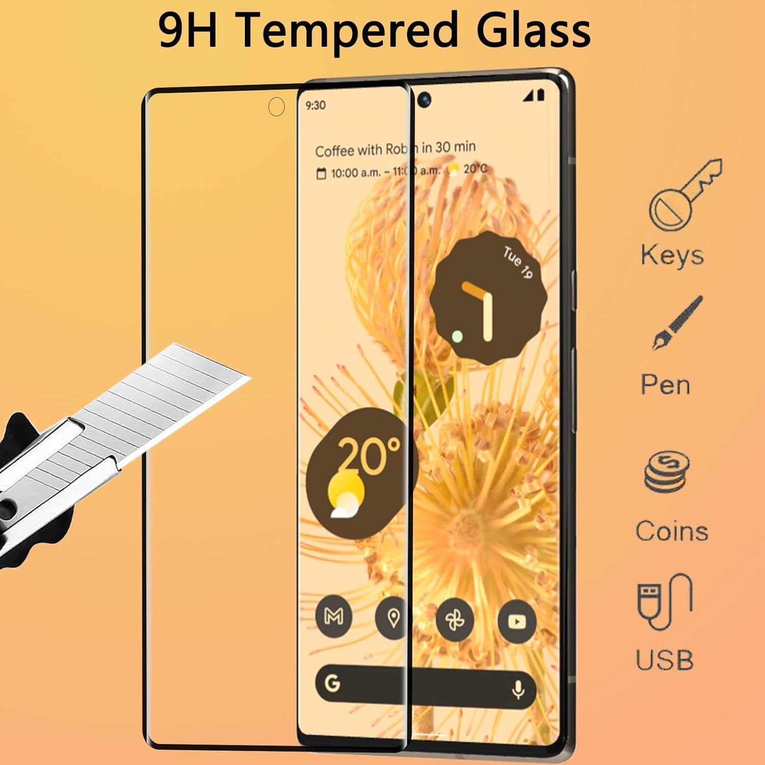 [2+2 Pack] for Google Pixel 6 Pro Screen Prote and Camera Lens Protector, 9H Tempered Glass, Ultra Clear Screen Protector, anti Scratch, Bubble Free, HD Clear, Fingerprint Support  GUMANYU   