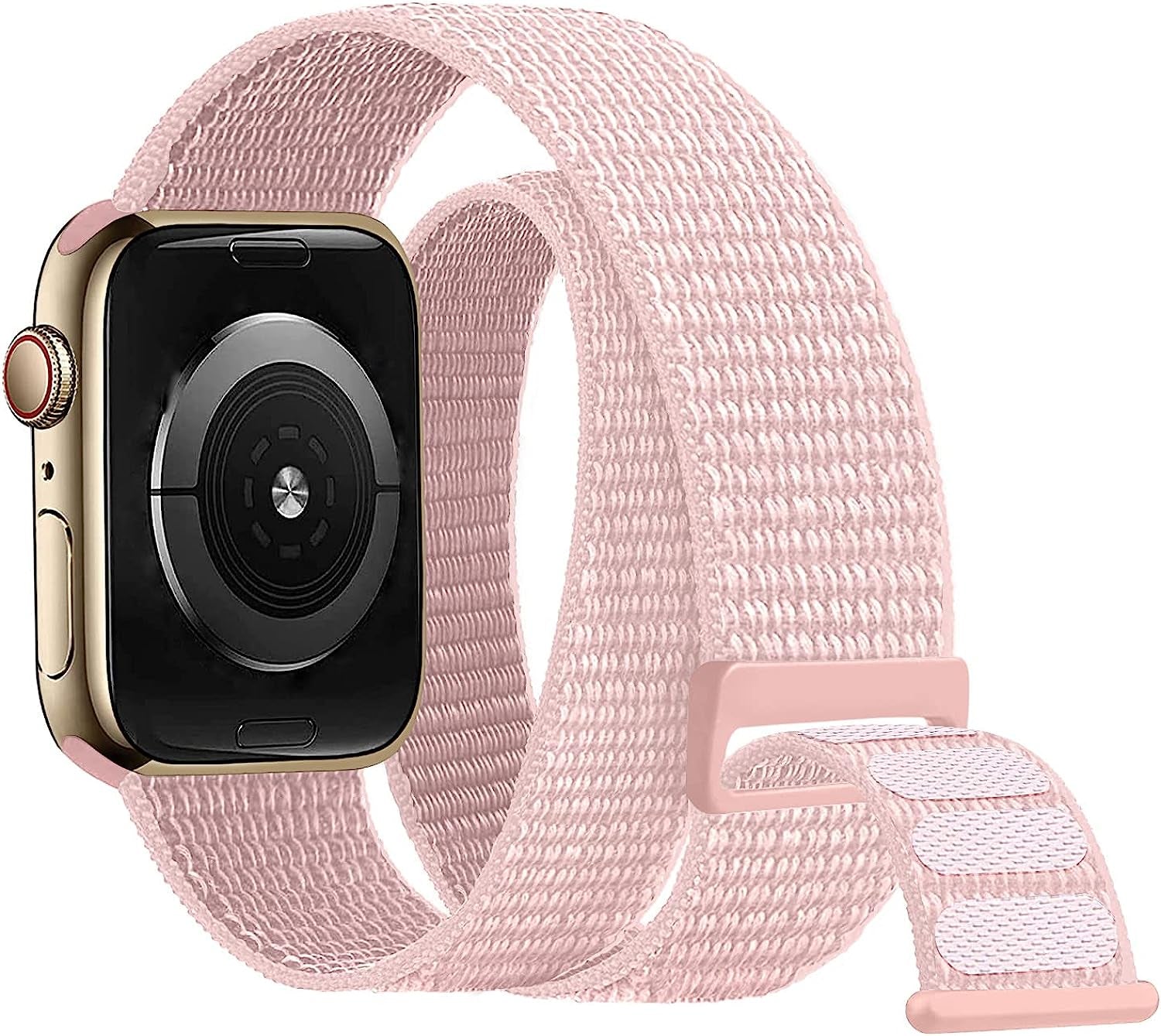 For Apple Watch Band 49Mm 45Mm 41Mm 44Mm 40Mm 42Mm 38Mm, Double Tour Nylon Sport Loop Strap Women Men Hook and Loop Fastener Bracelet for Iwatch Series Ultra 8 7 SE 6 5 4 3 2 1  SOLOLUP Pearl Pink 49/45/44/42mm 