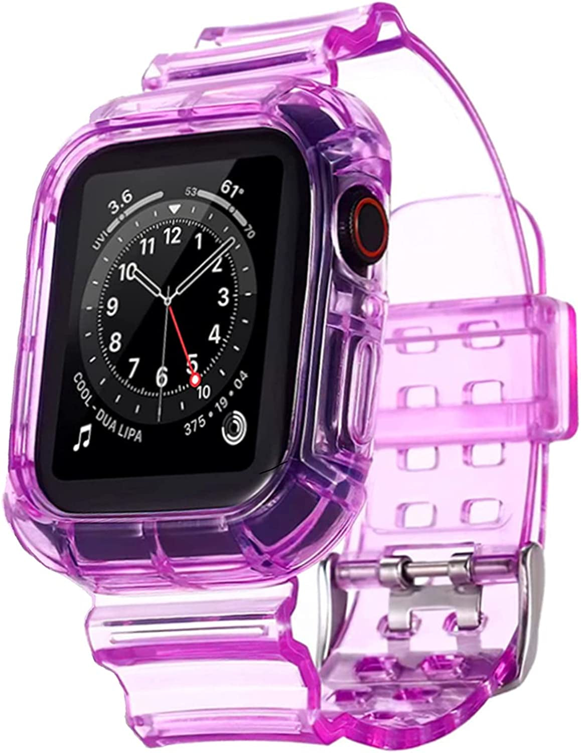 Kaihang Compatible for Apple Watch Band, Crystal Clear Iwatch Band Strap with Rugged Bumper Case 38Mm/40Mm/41Mm/42Mm/44Mm/45Mm/49Mm Bands for Apple Watch Series SE/8/7/6/5/4/3/2  Kaihang   