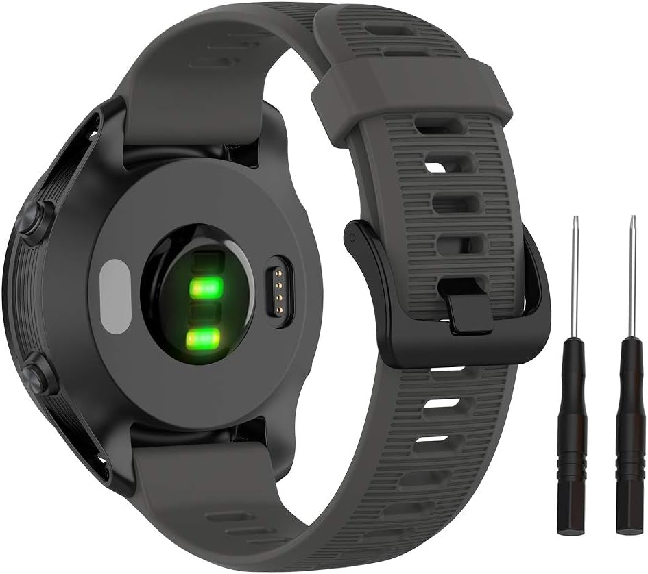ISABAKE Band for Garmin Forerunner 935/Forerunner 945/Forerunner 745,Compatible with Fenix 5/ Fenix 5Plus/ Fenix 6/ Fenix 6 Pro/Approach S60 ,Soft Silicone 22Mm Replacement Bands Strap(Dark Blue)  ISABAKE Gray  