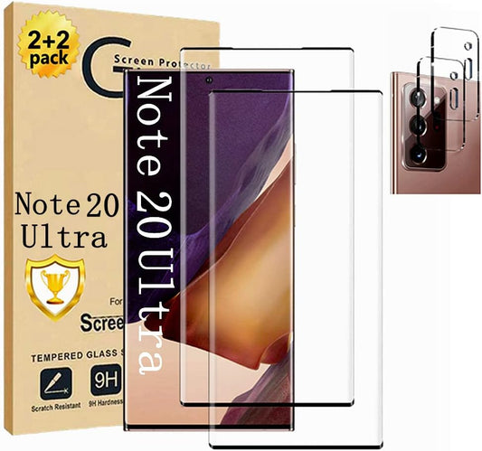 Micger Galaxy Note 20 Ultra Screen Protector, 2 Pack Camera Lens Protector【2+2 Pack】 Compatible Fingerprint, Easy Installation, 3D Glass 9H Hardness Tempered Glass Screen Protector for Samsung Galaxy Note 20 Ultra 5G  Micger   