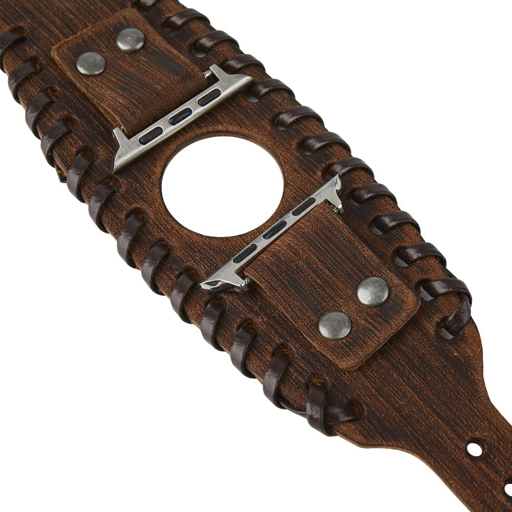 KONAFEI Compatible with Apple Watch Band 49Mm 45Mm 44Mm 42Mm 41Mm 40Mm 38Mm Iwatch Ultra Series 8/7/SE/6/5/4/3/2/1 for Men Women, Leather Handmade Cuff Bracelet Woven Vintage Strap  KONAFEI   