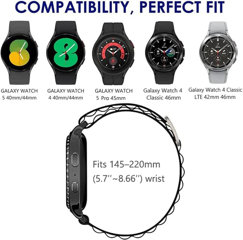 Wingle 4 Pack for Galaxy Watch 5 Band/ Galaxy Watch 5 Pro Band 45Mm/ Samsung Galaxy Watch 4 Band 44Mm 40Mm/ Watch 4 Classic 42Mm 46Mm Nylon Watch Band, Alpine Loop Woven Sport Bands Strap for Men Women  WINGLE   