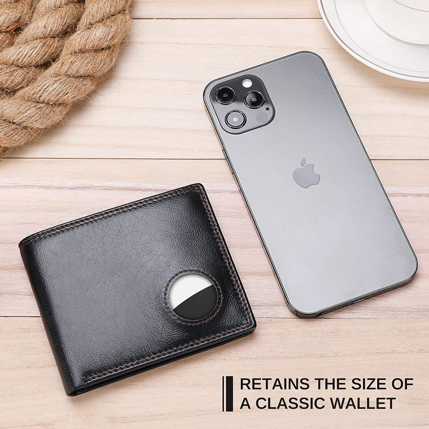 Bill Heart Men Wallet Compatible with Airtag, Genuine Leather Bifold Wallet for Air Tag, RFID Blocking Wallets for Airtag Slot with Credit Card Holder  bill heart   