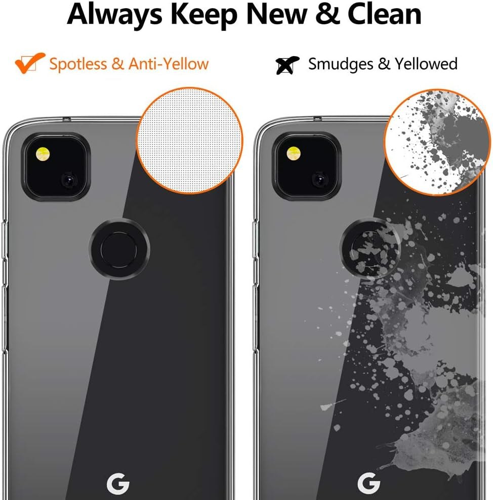 SNOSHO for Google Pixel 4A Case,Slim Thin Soft Skin Silicone Flexible TPU Gel Anti-Scratch Shockproof Protective Case Cover for Pixel 4A [NOT Compatible with Pixel 4A 5G],Crystal Clear  SNOSHO   