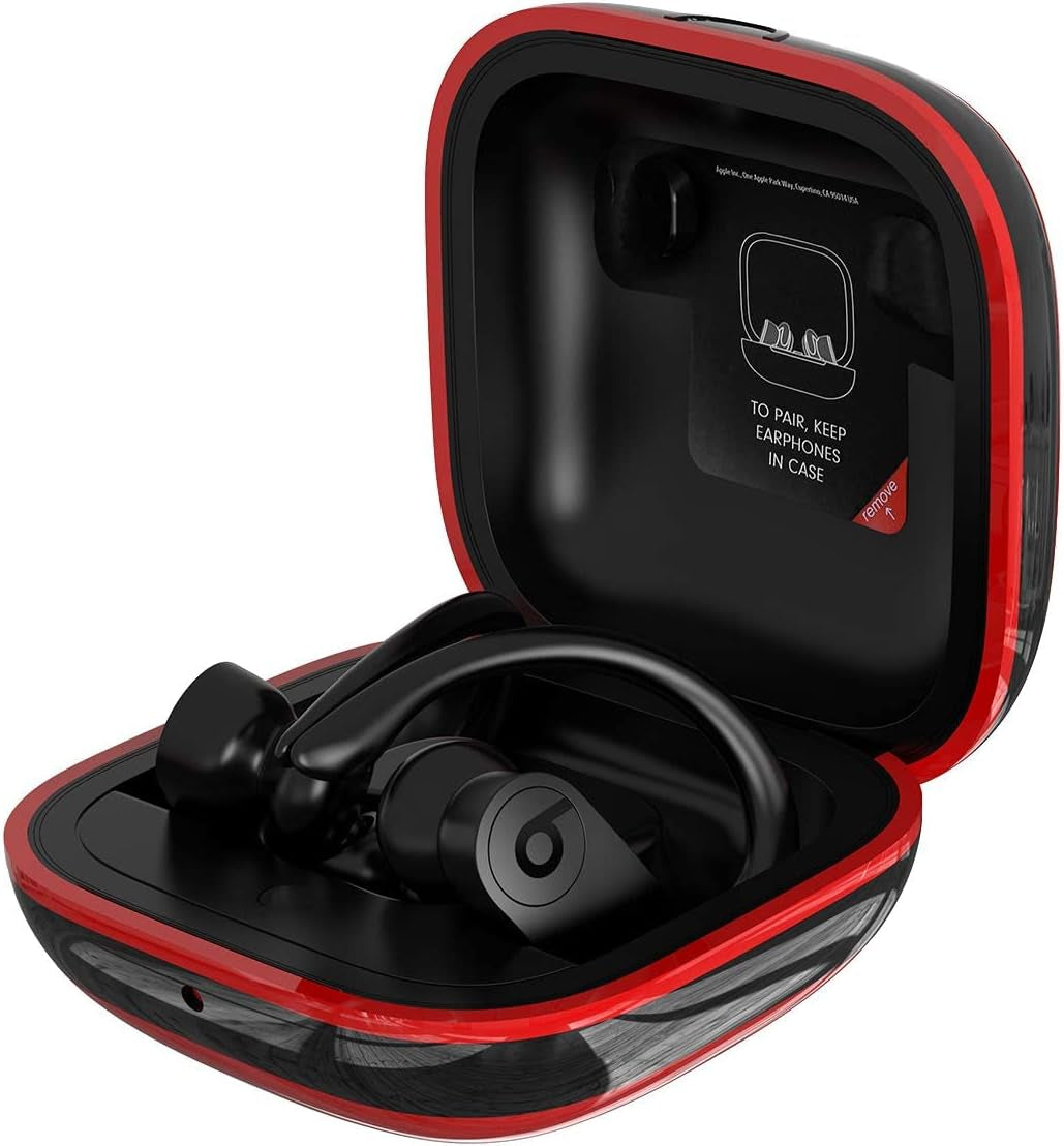 Compatible with Powerbeats Pro Case Cover, Anti-Lost and Shock-Proof Easy-To-Carry Durable Silicone Protective Case Skin for 2019 Latest Beats Powerbeats Pro (Burgundy)  meiyasy Black Edge-Red Black Edge 
