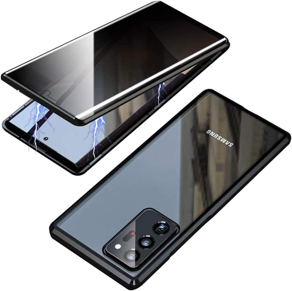 Galaxy Note 20 Ultra Case,Shinetop Privacy Anti-Peeping Magnetic Adsorption Case Metal Frame Front & Back Tempered Glass Flip Anti-Spy Cover Protective Case for Samsung Galaxy Note 20 Ultra (6.9 Inch)  Shinetop Black  