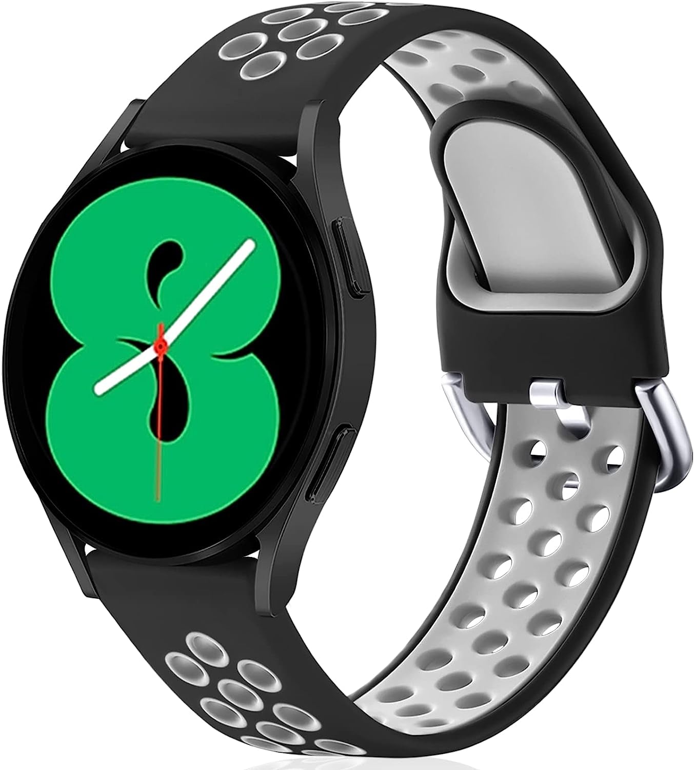 Lerobo Sport Bands Compatible with Samsung Galaxy Watch 4 Band/Galaxy Watch 5 Band,Active 2 Watch Bands/Galaxy Watch 3 Band/Galaxy Watch Band, 20Mm Soft Silicone Sport Strap Replacement Women Men  Lerobo Black-Gray Large 