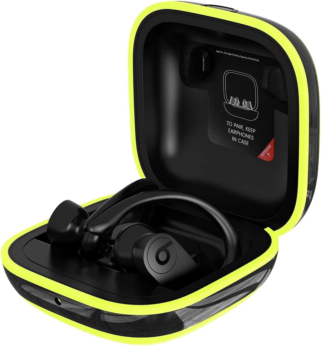 Compatible with Powerbeats Pro Case Cover, Anti-Lost and Shock-Proof Easy-To-Carry Durable Silicone Protective Case Skin for 2019 Latest Beats Powerbeats Pro (Burgundy)  meiyasy Black Edge-Yellow Black Edge 