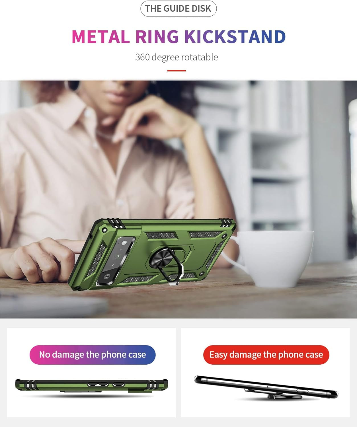 ZOEII 6 Pro Case,Pixel 6 Pro Case,With 360 Stand Military-Grade Dual Layer Protection Case for Google Pixel 6 Pro Armygreen  ZOEII   