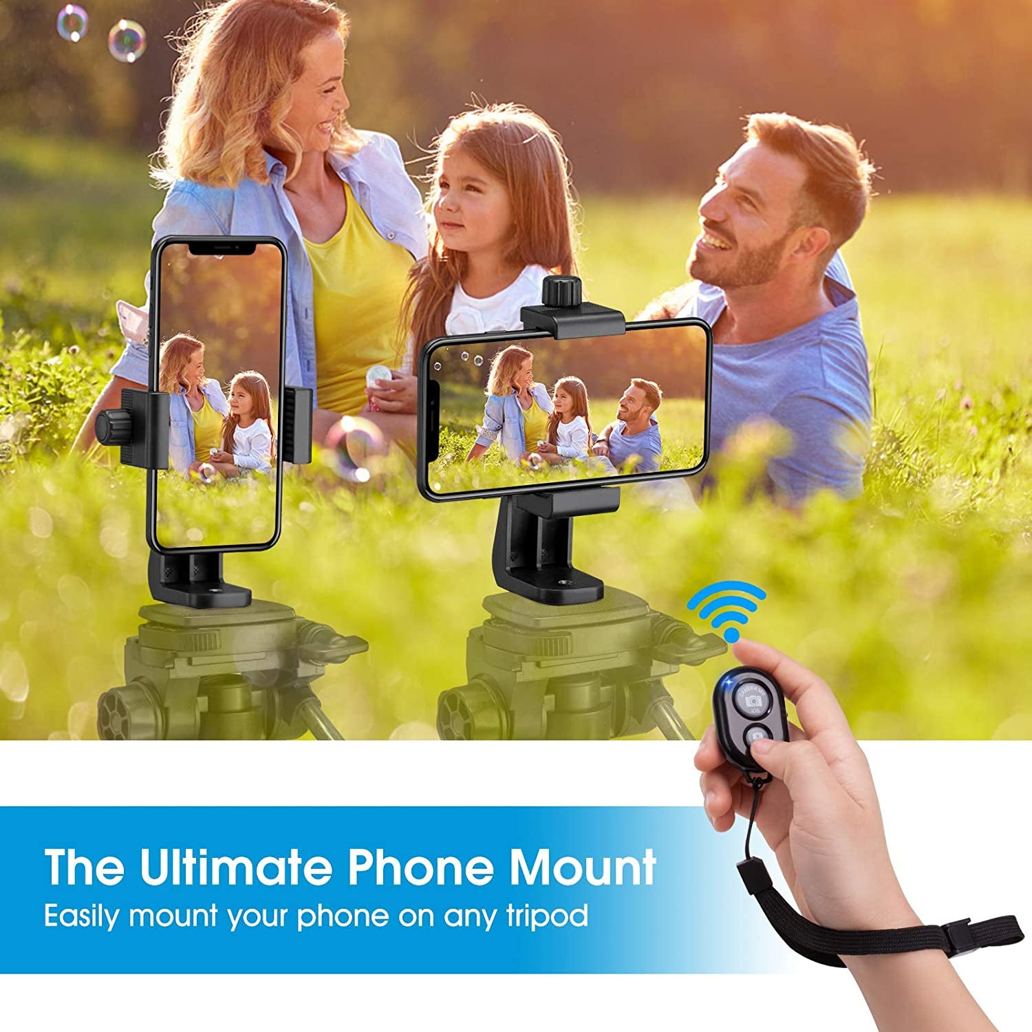 Phone Tripod Mount Adapter with Camera Remote and Wrist Strap, Universal Cell Phone Tripod Mount Holder, Swivel Design, Compatible with Iphone, Samsung, Selfie Monopod, for Taking Photos and Videos  SharingMoment Co.   
