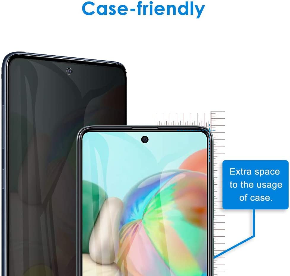 [2 Pack] for Samsung Galaxy A71 / A72 / A73 Privacy Screen Protector, anti Spy 9H Tempered Glass for Galaxy A73 5G A71 A72 (4G/5G), Case Friendly Full Coverage anti Scratch Bubble Free Easy Install  A Pink Shop   