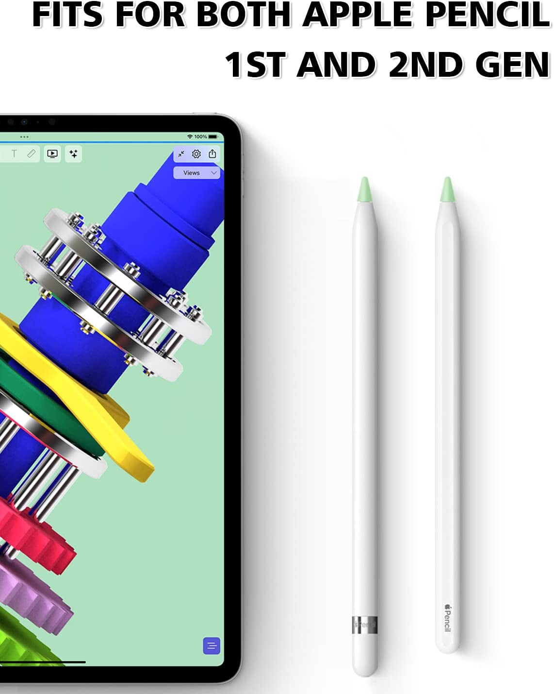 Ambervec 60 Pack Tip Cover for Apple Pencil 2Nd Generation and 1St Generation, Comaptible with Apple Pencil Nib, Anti-Slip Slicone Tips Cover, Medium Resistance, Multicolor  AmberVec Inc.   