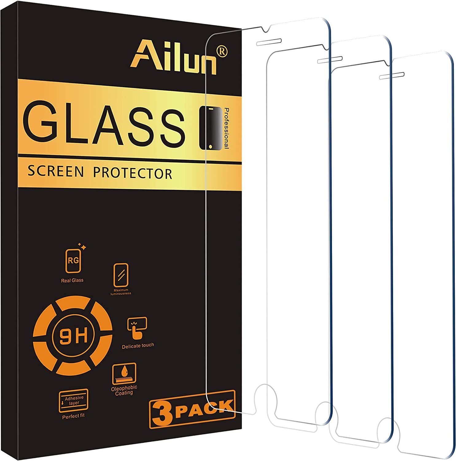 Ailun Screen Protector Compatible for Iphone 8 Plus,7 Plus,6S Plus,6 Plus, 5.5 Inch 3Pack Case Friendly Tempered Glass  Siania   