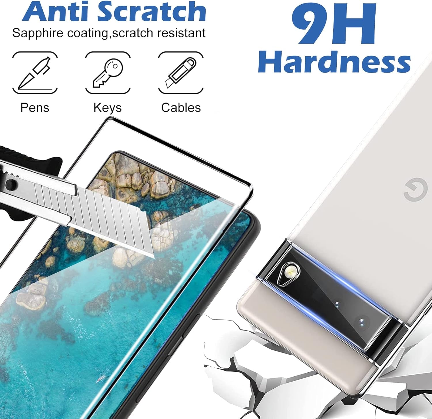 [2+2 Pack] Google Pixel 6 Pro Screen Protector, 9H Tempered Glass, Ultrasonic Fingerprint Support, 3D Curved,Hd Clear Scratch Resistant for Google Pixel 6 Pro 5G Glass Screen Protector  Arshek   