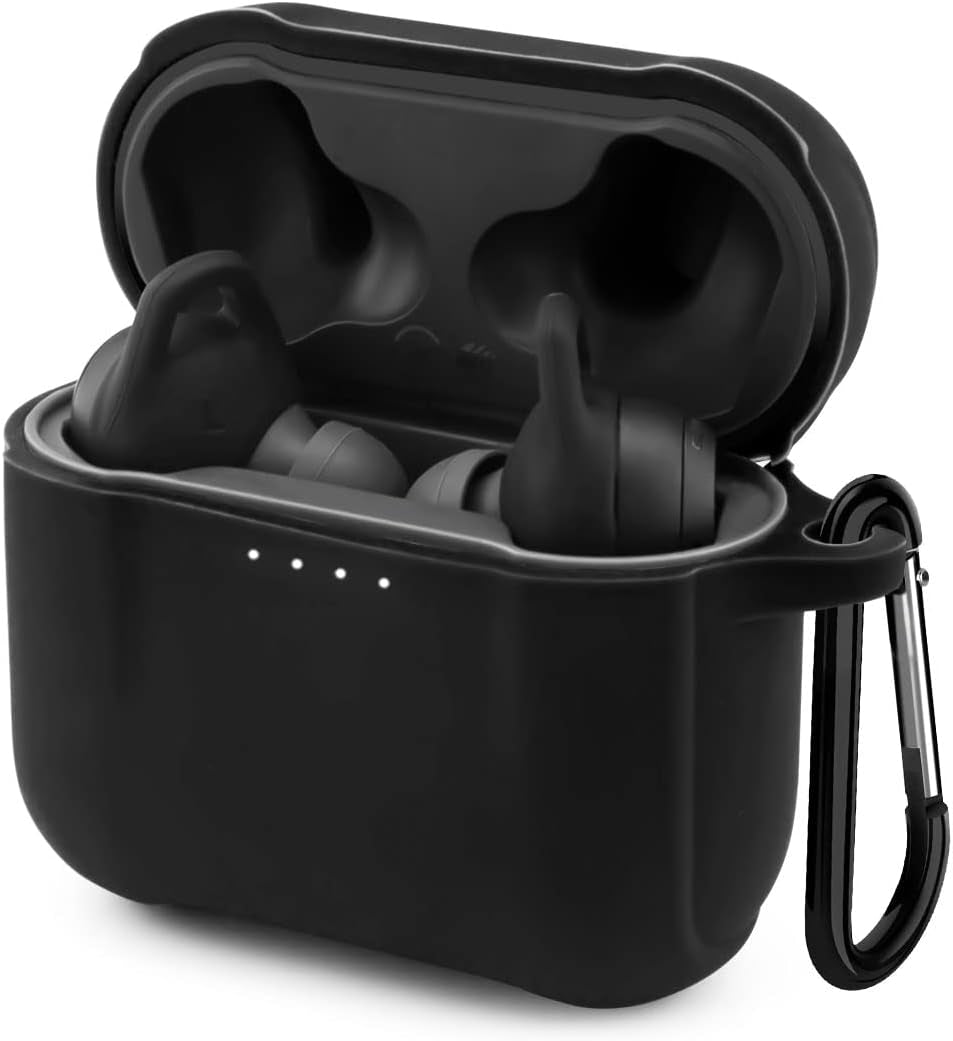 Silicone Cover for Skull Candy Indy Evo Case 【Luminous Green】, Anti-Lost & Shockproof Protective Case for Skull Candy Indy EVO True Wireless Earbuds with Keychain (Visible Front LED) (NOT for Indy)  WQNIDE Black  