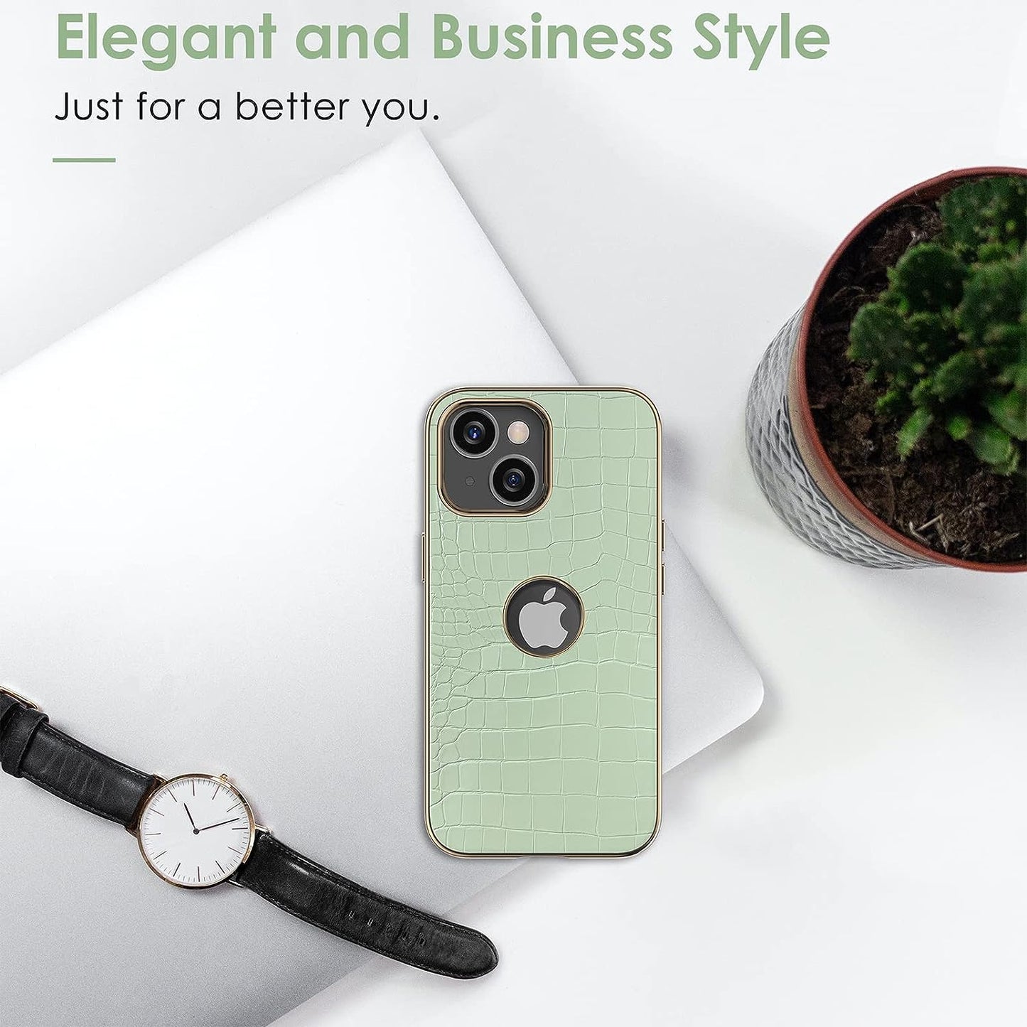 LOHASIC for Iphone 14 plus Cases Women, Crocodile Leather Luxury Phone Cover with Logo Cutout, Thin High-End Designer Snake Skin Non-Slip Girly Cases for Iphone 14 Plus(2022) 6.7" 5G - Light Green  LOHASIC   