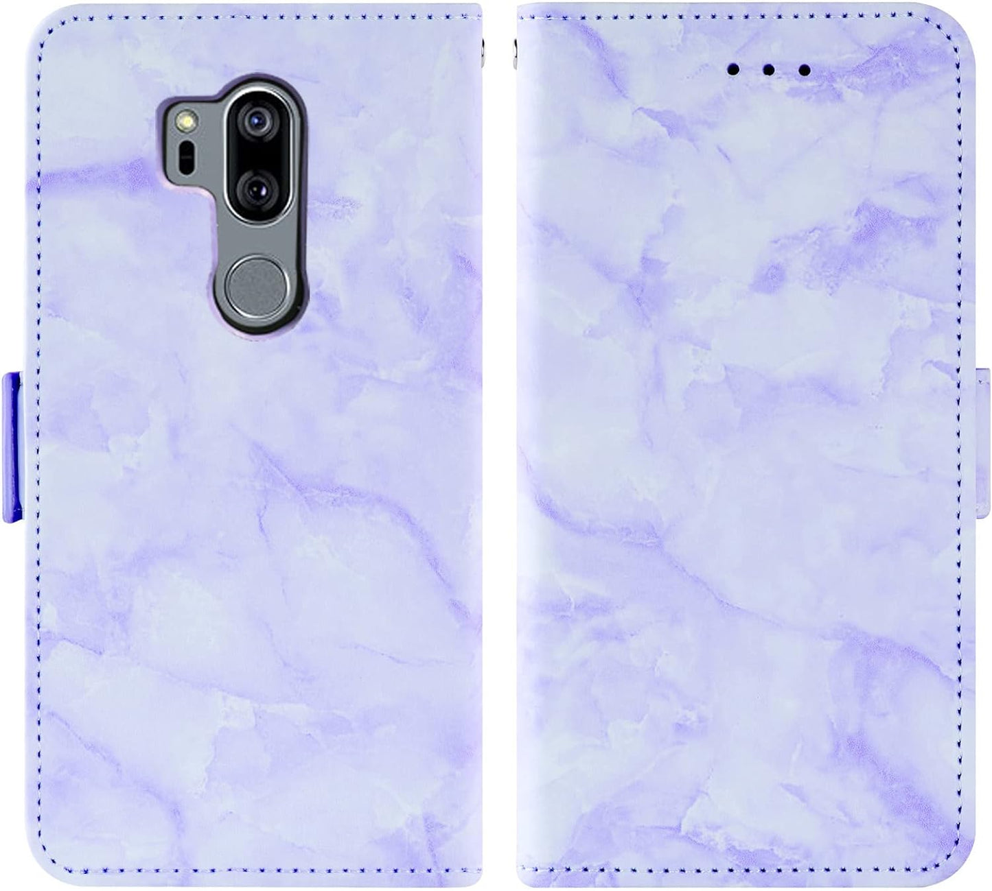 Asuwish Compatible with LG G7 Thinq Case and Tempered Glass Screen Protector Card Holder Kickstand Marble Wallet Phone Covers for LGG7 One G 7 plus LG7 Lg7Thinq 7G Thin Q G7+ G7Thinq Lgg7Thinq Purple  Asuwish   