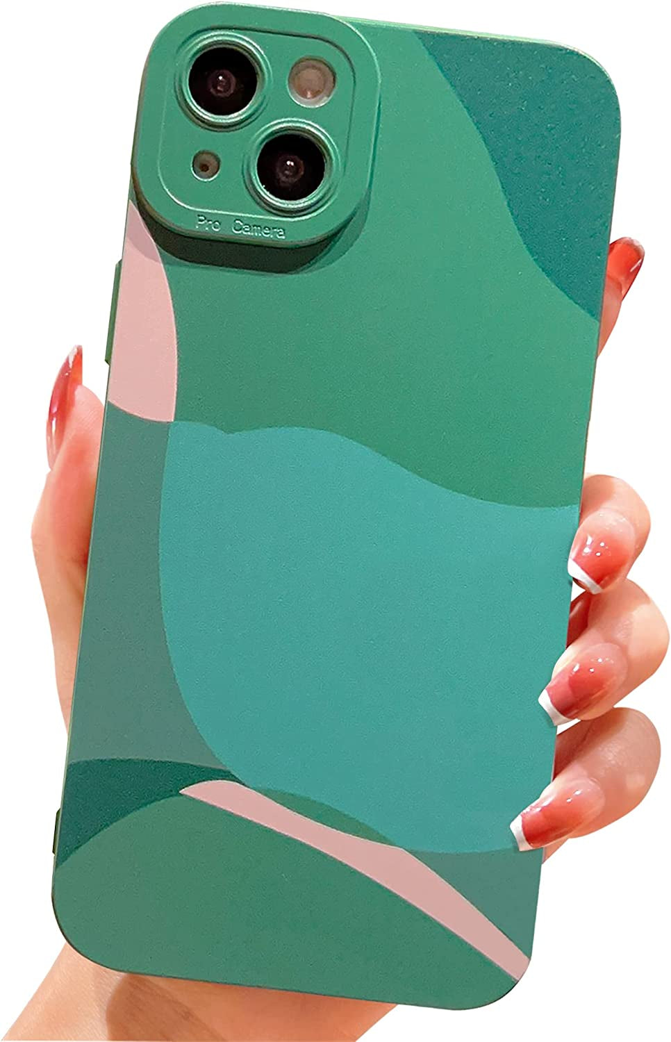 YKCZL Compatible with Iphone 14 plus Case,Cute Painted Art Heart Pattern Full Camera Lens Protective Slim Soft Shockproof Phone Case for Women Girls-Brown  YKCZL Dark Green  