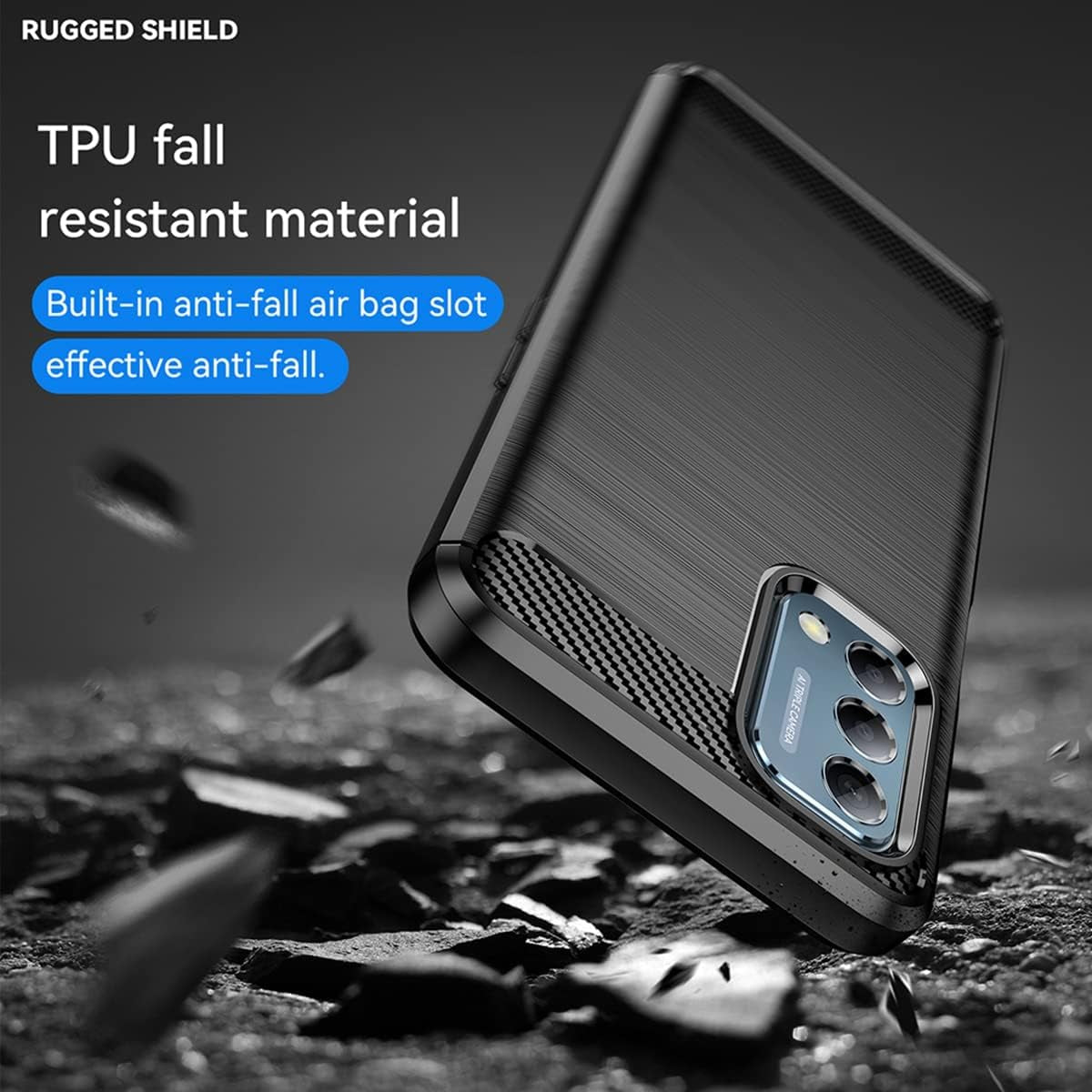 KOARWVC Phone Case for Oneplus Nord N200 5G Case, Oneplus N200 DE2117 Case Carbon Fiber Shockproof Rugged Shield Anti-Scratch Soft TPU Back Cover Protective Cases for Oneplus Nord N200 5G (Black)  KOARWVC   