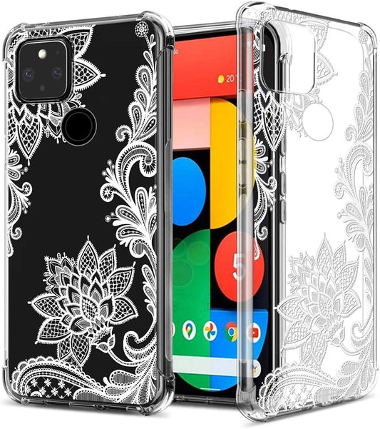 GREATRULY Floral Clear Case for Pixel 5 for Women/Girls,Pretty Phone Case for Google Pixel 5 (2020),Flower Design Slim Soft Transparent Drop Proof TPU Bumper Cushion Silicone Cover Shell,Fl-S  GREATRULY   
