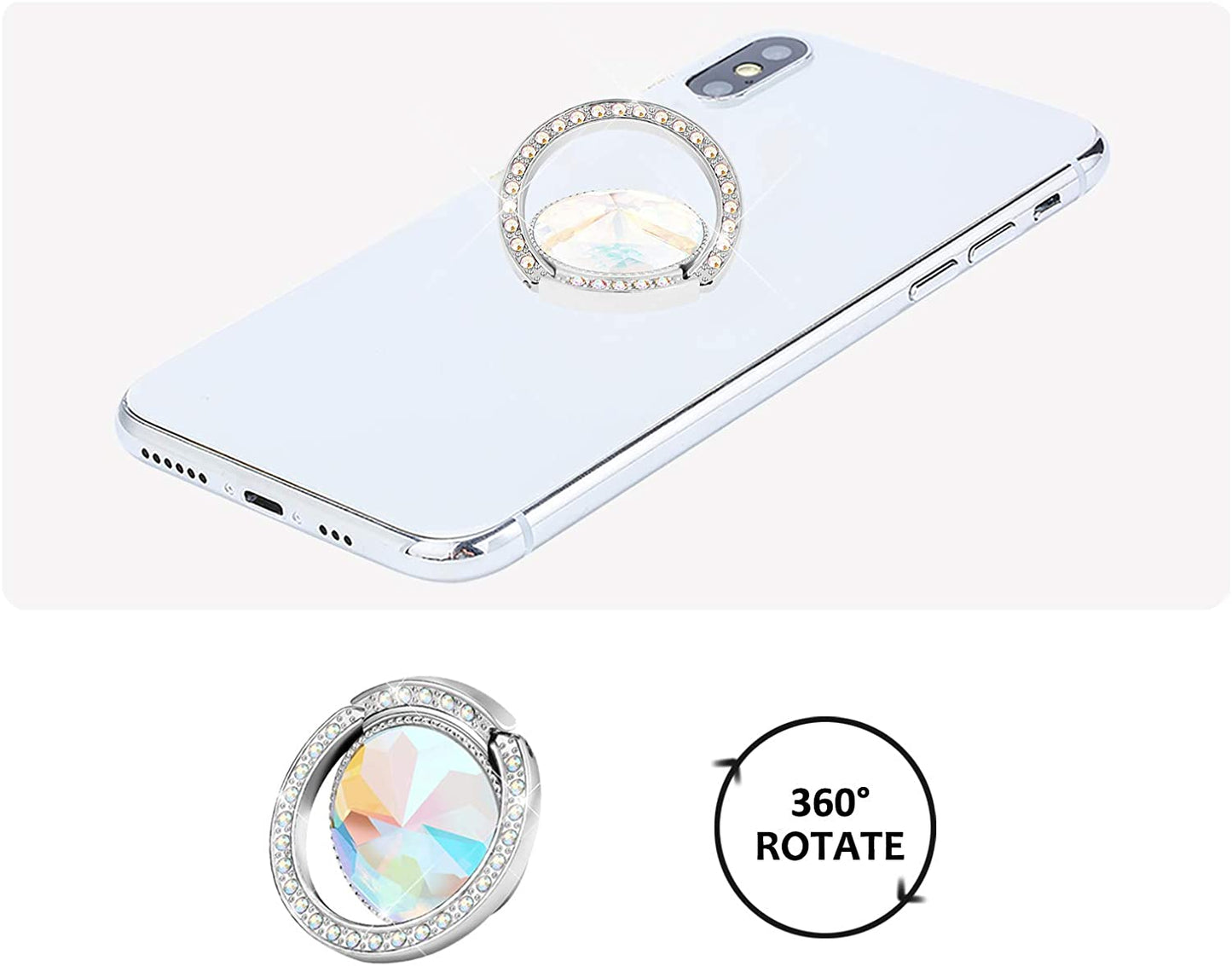Lenoup Glitter Bling Bling Phone Ring Holder,Sparkle Phone Ring Grip Artificial Diamond Stand,Rhinestone Cell Finger Ring for Phones,Pad(Silver)  lenoup   