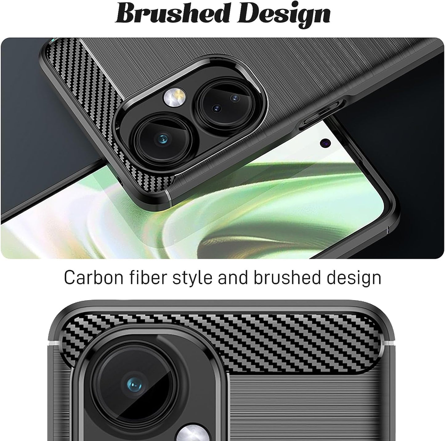 TERPINK Protective Case Compatible with Oneplus Nord N30 5G, Cell Phone Case with 4 Corner Drop Protection, Shock-Absorption, Non-Slip, Brushed Finish, Flexible Soft TPU (Brushed Black)  TERPINK   