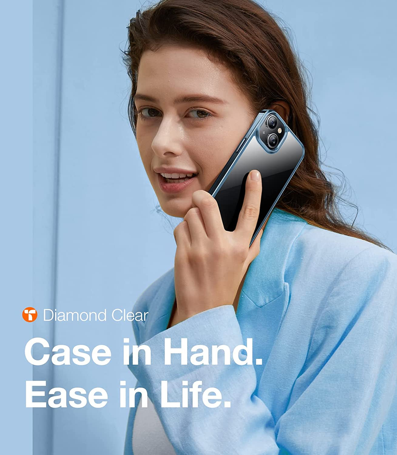 TORRAS Diamond Clear Designed for Iphone 14 Case [Never Yellowing] [Military Grade Anti-Drop] Hard PC Back Flexible Bumper Shockproof Protective Slim Phone Cover 6.1 Inch, Blue  TORRAS   